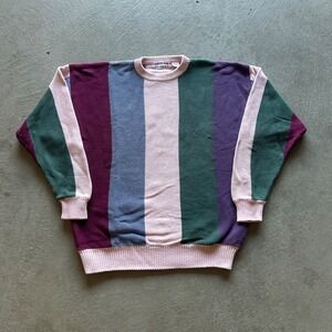 Vintage 90s Cotton Traders Striped Sweater Size XL Multicolor Pullover Grandpa
